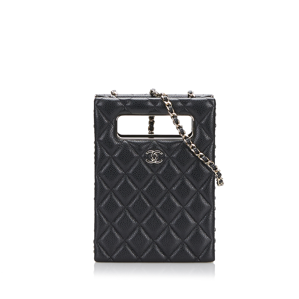Pre-Loved Chanel Mini Caviar Chain Around Cut Out Evening Bag